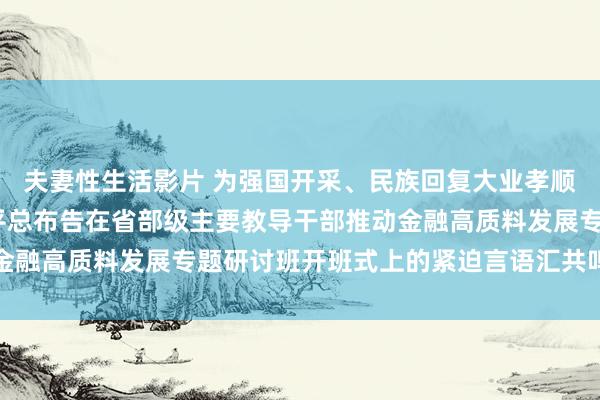 夫妻性生活影片 为强国开采、民族回复大业孝顺更大金融力量——习近平总布告在省部级主要教导干部推动金融高质料发展专题研讨班开班式上的紧迫言语汇共鸣、聚力量