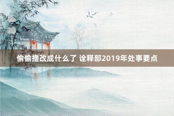偷偷撸改成什么了 诠释部2019年处事要点