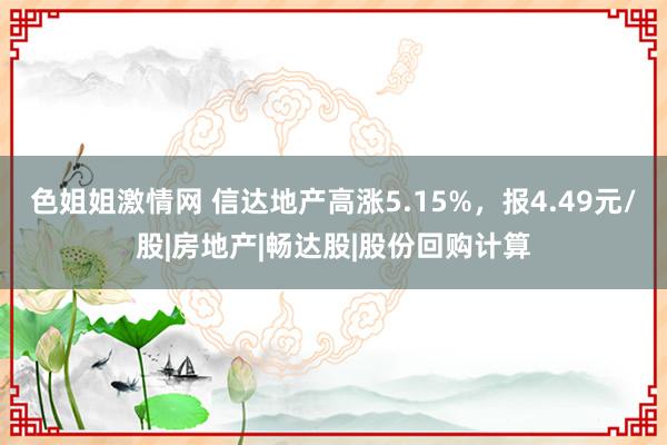 色姐姐激情网 信达地产高涨5.15%，报4.49元/股|房地产|畅达股|股份回购计算