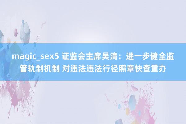 magic_sex5 证监会主席吴清：进一步健全监管轨制机制 对违法违法行径照章快查重办